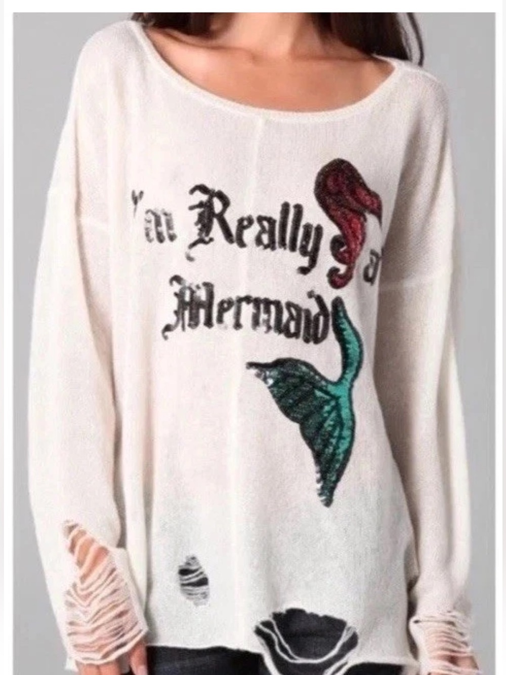 NWT Wildfox lightweight distressed oversized sweater
